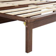 Bellemave® Queen Size Murphy Bed Cabinet with Storage Drawers, USB Charging Station, Retro Rattan Style Foldable Hidden Dresser Bed, Murphy Chest Cube Bed for Adults, Walnut - Bellemave