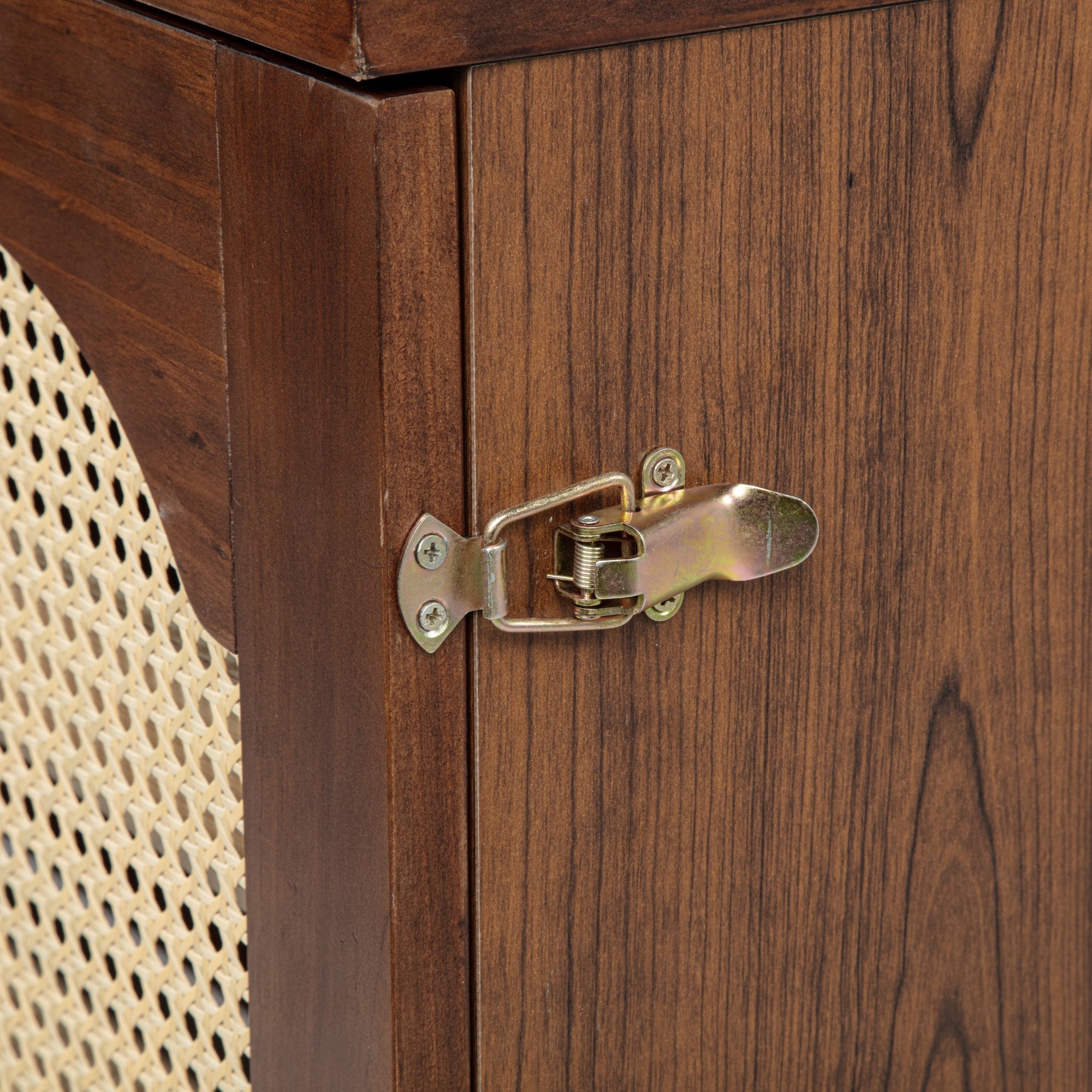 Bellemave® Queen Size Murphy Bed Cabinet with Storage Drawers, USB Charging Station, Retro Rattan Style Foldable Hidden Dresser Bed, Murphy Chest Cube Bed for Adults, Walnut - Bellemave