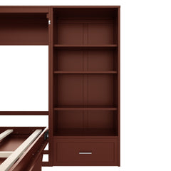 Bellemave® Queen Size Murphy Bed, Modern Folding Wall Bed with Storage Shelves & Drawer, Hidden Murphy Bed Frame for Small Spaces, Home Office - Bellemave