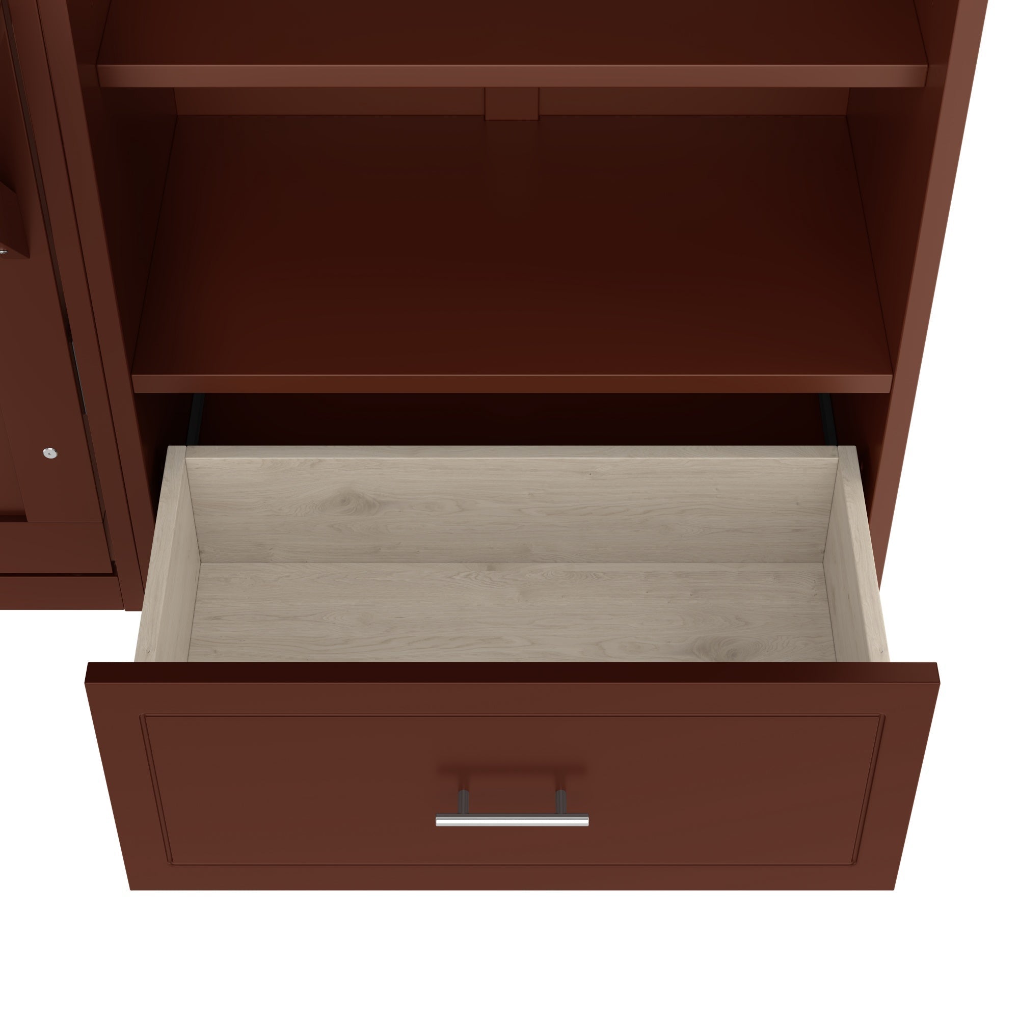 Bellemave® Queen Size Murphy Bed, Modern Folding Wall Bed with Storage Shelves & Drawer, Hidden Murphy Bed Frame for Small Spaces, Home Office - Bellemave