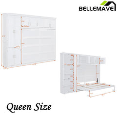 Bellemave® Queen Size Murphy Bed Wall Bed with Cabinets - Bellemave