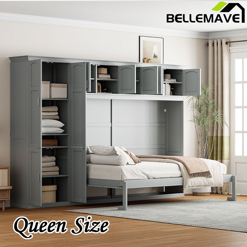 Bellemave® Queen Size Murphy Bed Wall Bed with Cabinets - Bellemave