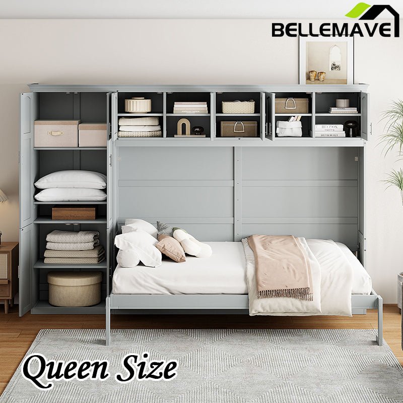 Bellemave® Queen Size Murphy Bed Wall Bed with Cabinets - Bellemave