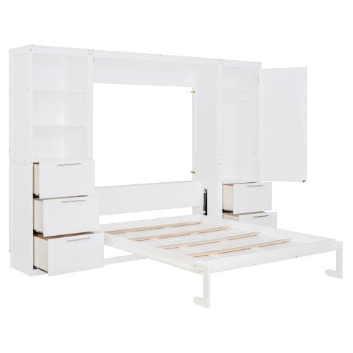 Bellemave® Queen Size Murphy Bed Wall Bed with Closet ,Drawers and Shelves - Bellemave