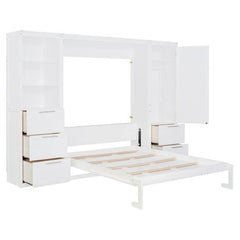 Bellemave® Queen Size Murphy Bed Wall Bed with Closet ,Drawers and Shelves - Bellemave