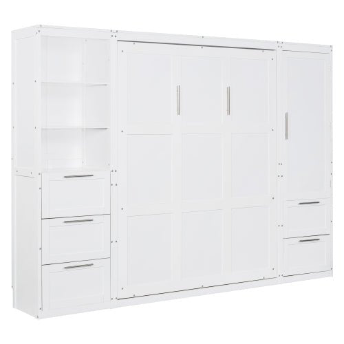 Bellemave® Queen Size Murphy Bed Wall Bed with Closet ,Drawers and Shelves - Bellemave