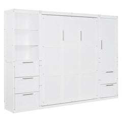 Bellemave® Queen Size Murphy Bed Wall Bed with Closet ,Drawers and Shelves - Bellemave