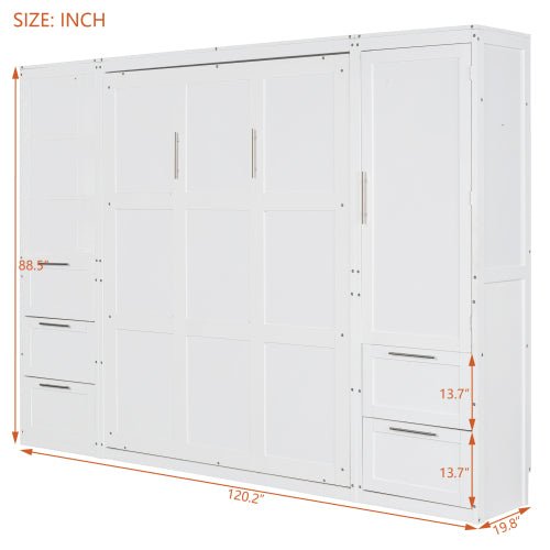 Bellemave® Queen Size Murphy Bed Wall Bed with Closet ,Drawers and Shelves - Bellemave