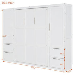 Bellemave® Queen Size Murphy Bed Wall Bed with Closet ,Drawers and Shelves - Bellemave