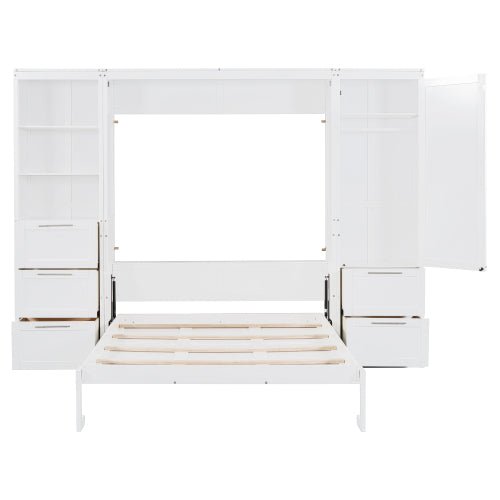 Bellemave® Queen Size Murphy Bed Wall Bed with Closet ,Drawers and Shelves - Bellemave