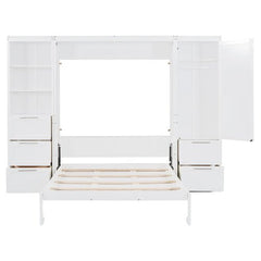 Bellemave® Queen Size Murphy Bed Wall Bed with Closet ,Drawers and Shelves - Bellemave