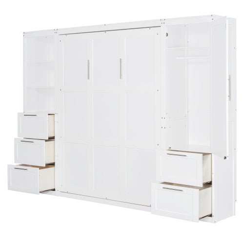 Bellemave® Queen Size Murphy Bed Wall Bed with Closet ,Drawers and Shelves - Bellemave