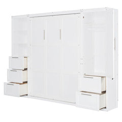 Bellemave® Queen Size Murphy Bed Wall Bed with Closet ,Drawers and Shelves - Bellemave