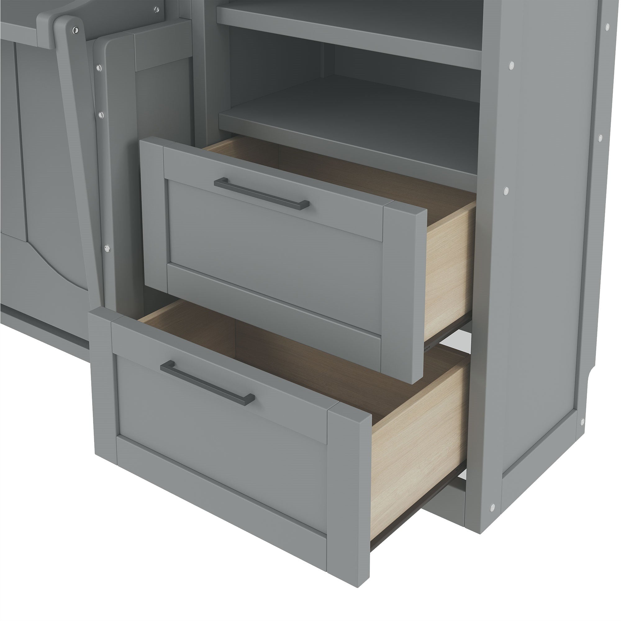 Bellemave® Queen Size Murphy Bed Wall Bed with Desk and Closet,Drawers and Shelves,for Small Spaces Studio Study Office Guest Room Use, Gray - Bellemave