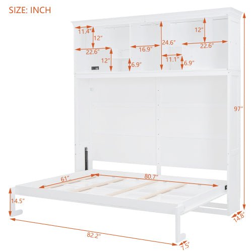Bellemave® Queen Size Murphy Bed Wall Bed with Top Shelves & USB - Bellemave