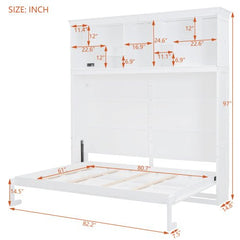 Bellemave® Queen Size Murphy Bed Wall Bed with Top Shelves & USB - Bellemave