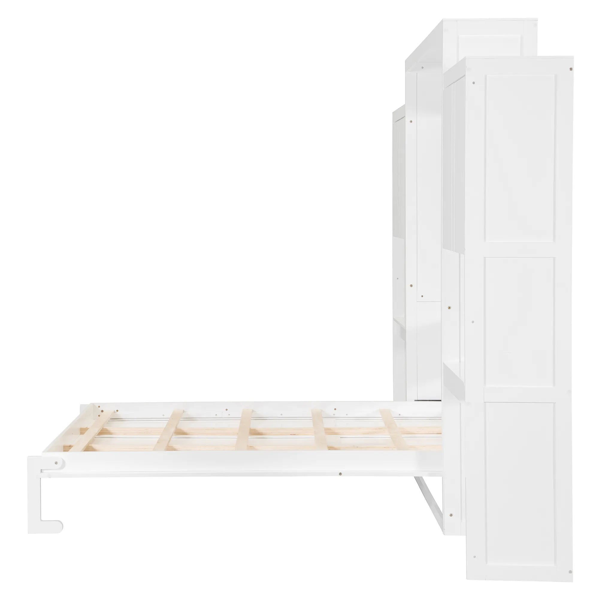 Bellemave® Queen Size Murphy Bed with Desk, Vanity and Cabinets - Bellemave