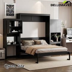 Bellemave® Queen Size Murphy Bed with Desk, Vanity and Cabinets - Bellemave