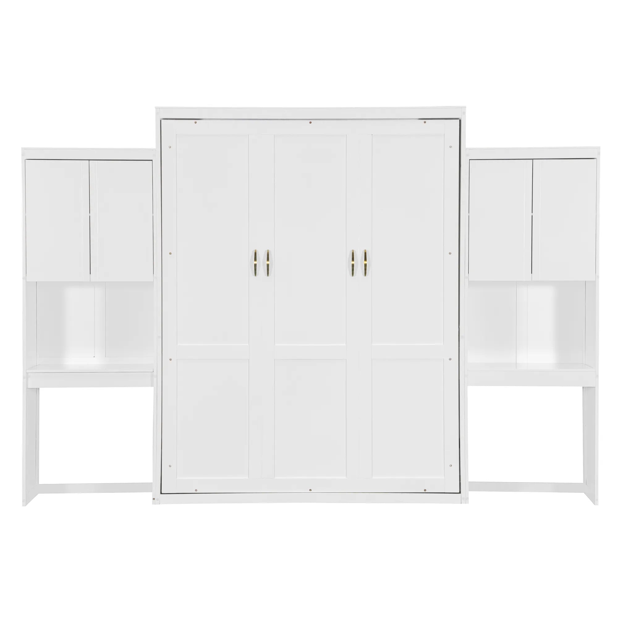 Bellemave® Queen Size Murphy Bed with Desk, Vanity and Cabinets - Bellemave
