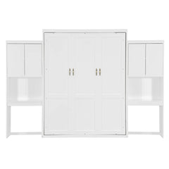 Bellemave® Queen Size Murphy Bed with Desk, Vanity and Cabinets - Bellemave