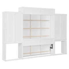 Bellemave® Queen Size Murphy Bed with Desk, Vanity and Cabinets - Bellemave