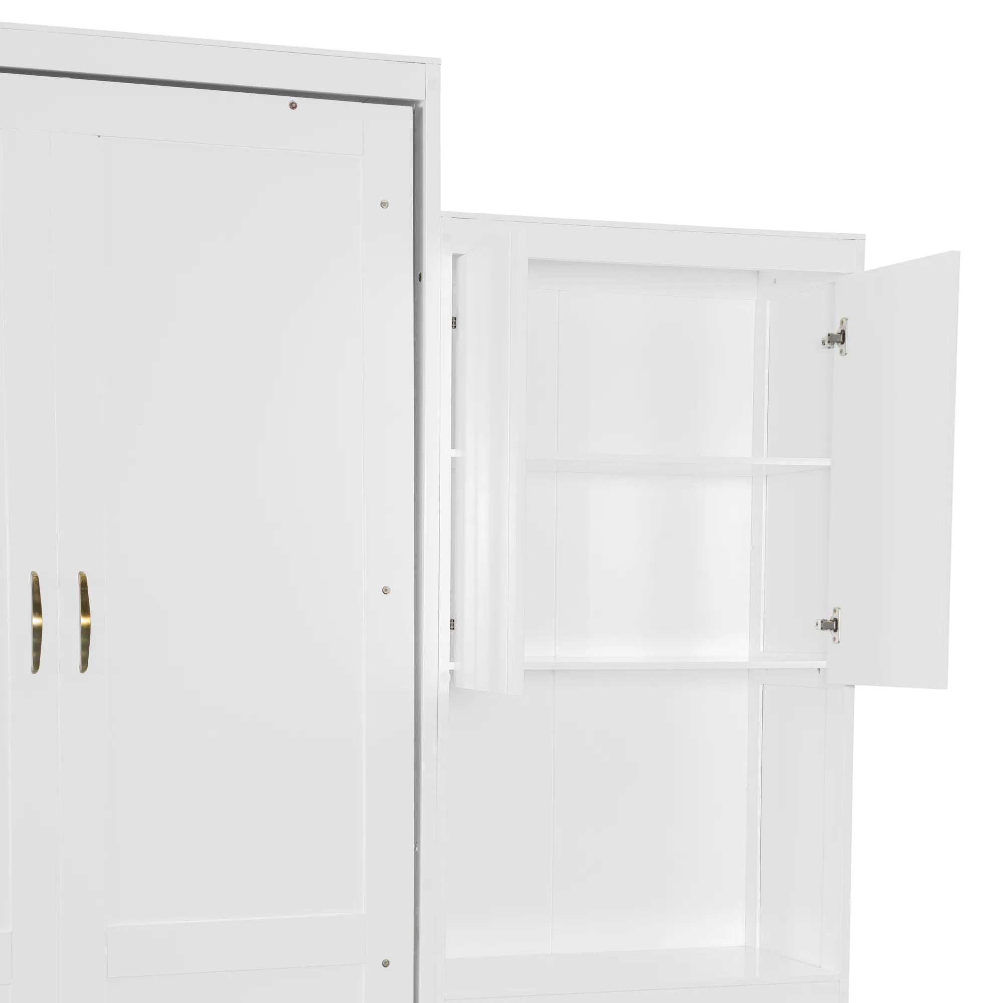 Bellemave® Queen Size Murphy Bed with Desk, Vanity and Cabinets - Bellemave