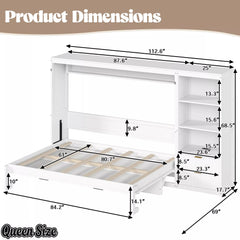 Queen Murphy bed dimension diagram showing the bed's measurements