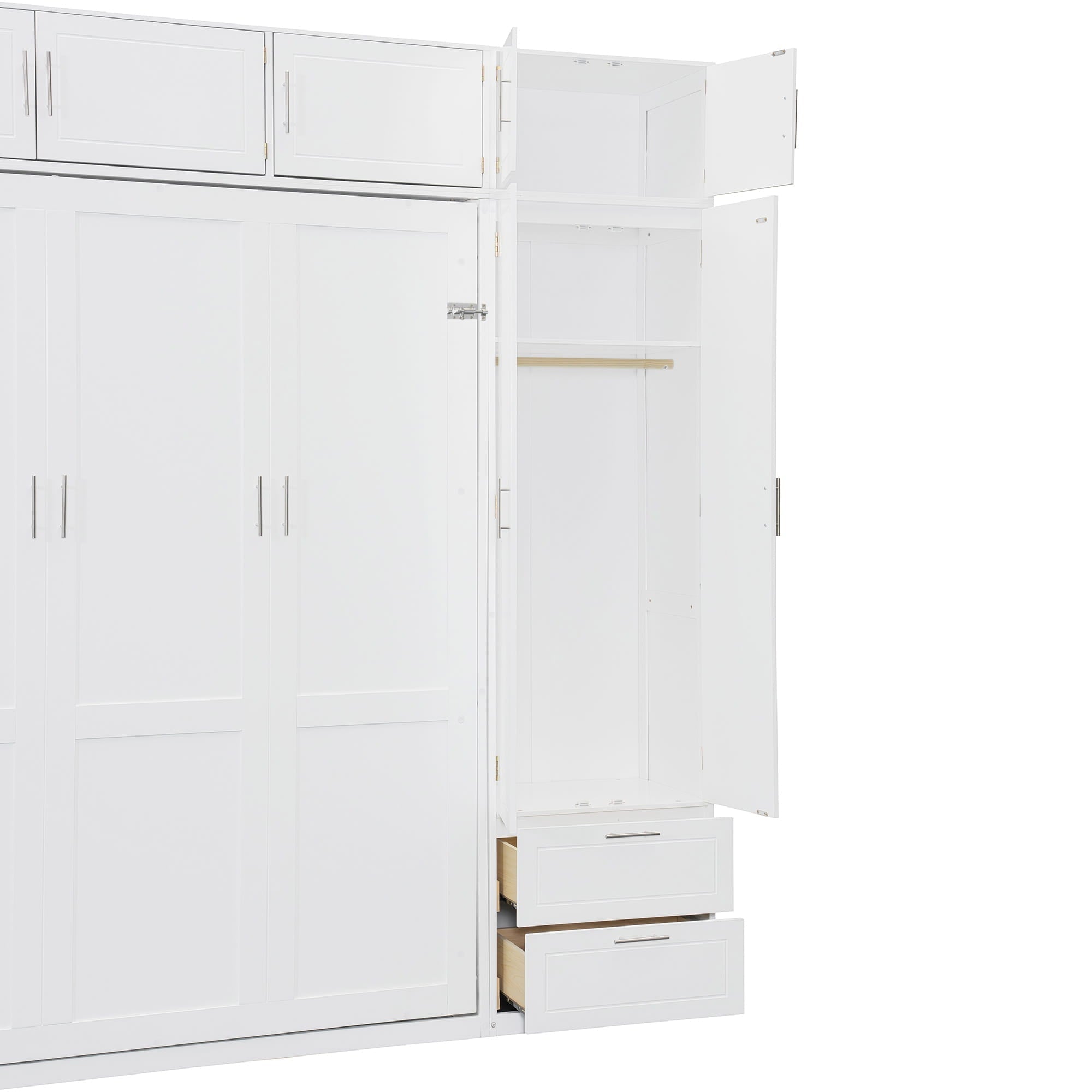 Bellemave® Queen Size Murphy Bed with Top Cabinet & Shelves,Space - Saving Multifunctional Hideaway Wall Foldable Bed,Bedroom Folding Bedframe for Guest Room - Bellemave