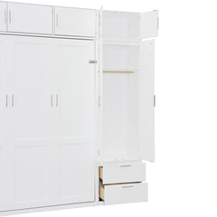Bellemave® Queen Size Murphy Bed with Top Cabinet & Shelves,Space - Saving Multifunctional Hideaway Wall Foldable Bed,Bedroom Folding Bedframe for Guest Room - Bellemave