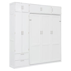 Bellemave® Queen Size Murphy Bed with Top Cabinet & Shelves,Space - Saving Multifunctional Hideaway Wall Foldable Bed,Bedroom Folding Bedframe for Guest Room - Bellemave