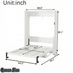 Bellemave® Queen Size Murphy Bed with Wall Cabinet, Space Saving Hidden Wall Bed with Gas Struts - Bellemave