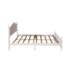 Bellemave® Queen Size Pine wooden Platform Bed with Upholstered Headboard and Panel Footboard - Bellemave