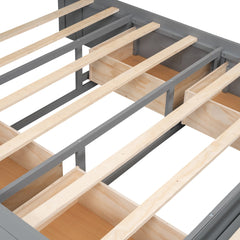 Bellemave® Queen Size Platform Bed with 4 Drawers & Upholstered Storage Headboard, Wooden Queen Bed Frame with Storage Shoe Rack (Espresso/4 Drawers) - Bellemave