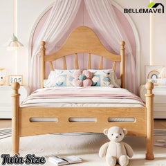 Bellemave® Queen Size Platform Bed with Chic Headboard – Solid Wood Frame, No Box Spring Needed - Bellemave