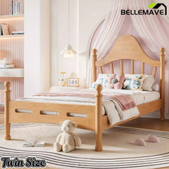 Bellemave® Queen Size Platform Bed with Chic Headboard – Solid Wood Frame, No Box Spring Needed - Bellemave