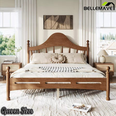 Bellemave® Queen Size Platform Bed with Chic Headboard – Solid Wood Frame, No Box Spring Needed - Bellemave