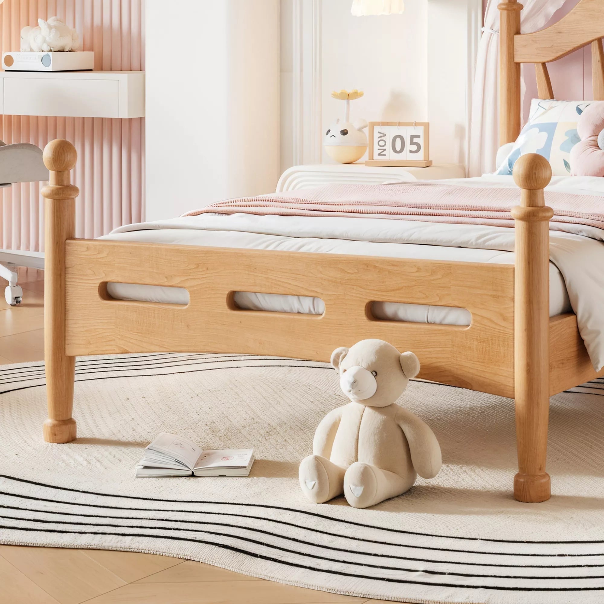 Bellemave® Queen Size Platform Bed with Chic Headboard – Solid Wood Frame, No Box Spring Needed - Bellemave