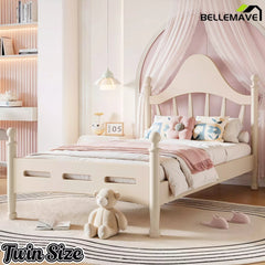 Bellemave® Queen Size Platform Bed with Chic Headboard – Solid Wood Frame, No Box Spring Needed - Bellemave