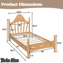 Bellemave® Queen Size Platform Bed with Chic Headboard – Solid Wood Frame, No Box Spring Needed - Bellemave