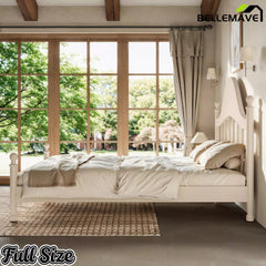 Bellemave® Queen Size Platform Bed with Chic Headboard – Solid Wood Frame, No Box Spring Needed - Bellemave