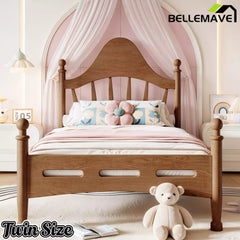 Bellemave® Queen Size Platform Bed with Chic Headboard – Solid Wood Frame, No Box Spring Needed - Bellemave