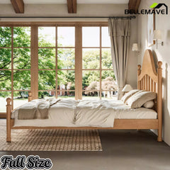 Bellemave® Queen Size Platform Bed with Chic Headboard – Solid Wood Frame, No Box Spring Needed - Bellemave