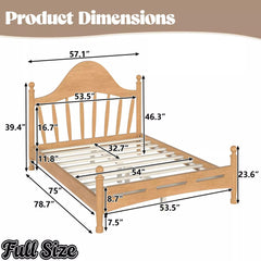 Bellemave® Queen Size Platform Bed with Chic Headboard – Solid Wood Frame, No Box Spring Needed - Bellemave
