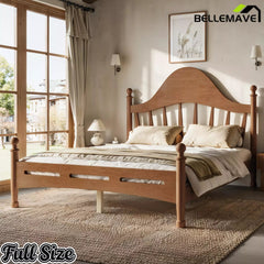 Bellemave® Queen Size Platform Bed with Chic Headboard – Solid Wood Frame, No Box Spring Needed - Bellemave
