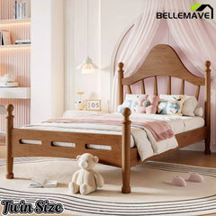 Bellemave® Queen Size Platform Bed with Chic Headboard – Solid Wood Frame, No Box Spring Needed - Bellemave
