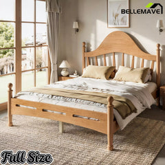 Bellemave® Queen Size Platform Bed with Chic Headboard – Solid Wood Frame, No Box Spring Needed - Bellemave