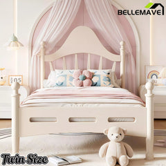 Bellemave® Queen Size Platform Bed with Chic Headboard – Solid Wood Frame, No Box Spring Needed - Bellemave
