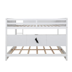 Bellemave® Queen Size Solid Pine Wood Bunk Bed with Built - in Storage Cabinets, Charging Station, Ladder, Safety Guardrails - Bellemave