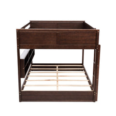 Bellemave® Queen Size Solid Pine Wood Bunk Bed with Built - in Storage Cabinets, Charging Station, Ladder, Safety Guardrails - Bellemave