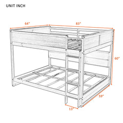 Bellemave® Queen Size Solid Pine Wood Bunk Bed with Built - in Storage Cabinets, Charging Station, Ladder, Safety Guardrails - Bellemave